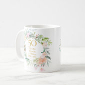 50. Jahrestag Hochzeit Rose Aquarellland Kaffeetasse (Vorderseite Links)