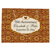 50. Jahrestag Hochzeitstag Gold Damaskus Große Geschenktüte (Rückseite)