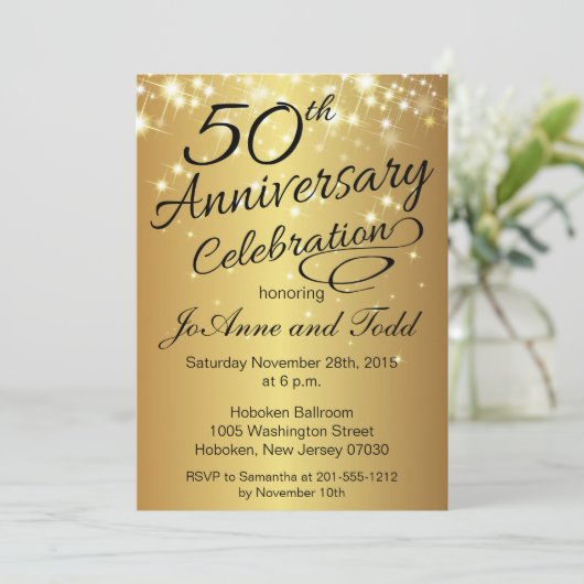 50. Jahrestags-Einladungen Einladung (Stehend Vorderseite)