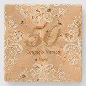 50. Jahrestags-Geschenk-Ideen-personalisierte Steinuntersetzer (Vorderseite)