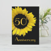 50. Jahrestags-Goldsonnenblume Einladung (Stehend Vorderseite)