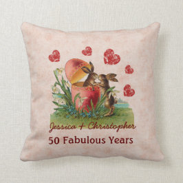 50. Jahrestags-niedliche Vintage Kaninchen, die Kissen