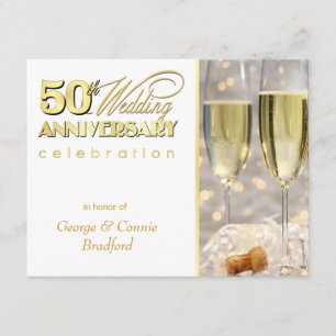 50. Jahrestags-Party Einladungs-Champagne-Gold Einladung