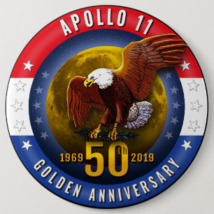 50. Jahrestags-patriotischer Mond Eagle Apollo 11 Button