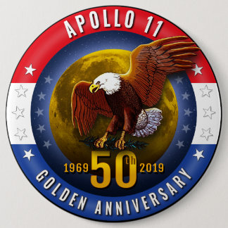 50. Jahrestags-patriotischer Mond Eagle Apollo 11 Button