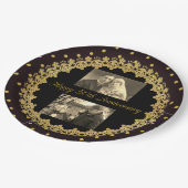 50. Jahrestags-Schwarzes u. Goldpersonalisierte Pappteller (Schrägansicht)