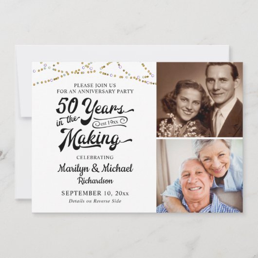 50. JAHRESZEIT 50 JAHRE IM MAKING Black Gold Einladung (Vorderseite)