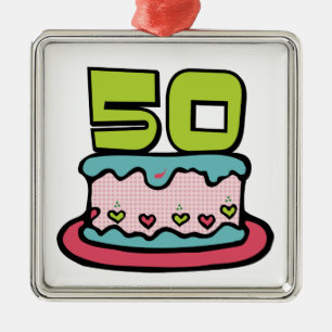 50 Jährig-Geburtstags-Kuchen Silbernes Ornament