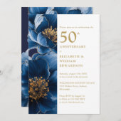 50-jährige Jubiläumsfeier in Blau und Gold Einladung (Vorne/Hinten)