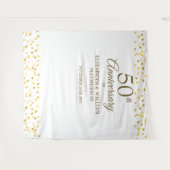 50-jähriger Gold Hearts Foto Stand Hintergrund Wandteppich (Vorderseite (Horizontal))