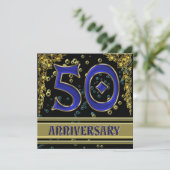 50-jähriges Black and Gold Party Einladung (Stehend Vorderseite)