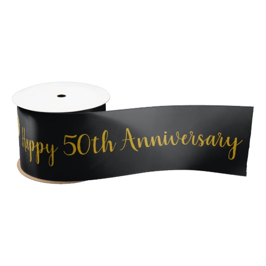 50-jähriges Custom Black & Gold Ribbon Satinband (Spule)