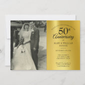 50-jähriges Gold Foil Wedding Foto Einladung (Vorderseite)