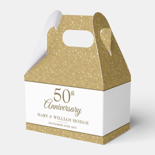 50-jähriges Gold Heart Confetti Wedding Foto Geschenkschachtel (Vorderseite)