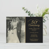 50-jähriges Gold Hearts Wedding Foto Einladung (Stehend Vorderseite)