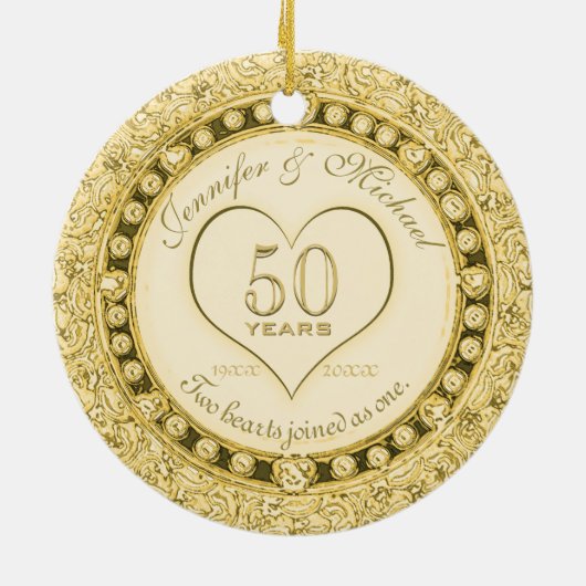 50-jähriges Gold Keramik Ornament (Hinten)