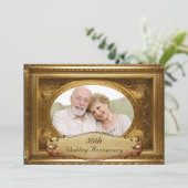 50-jähriges Gold Verziert Antique Frame Foto Einladung (Stehend Vorderseite)