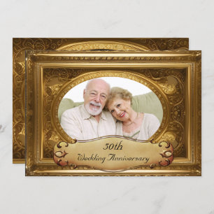 50-jähriges Gold Verziert Antique Frame Foto Einladung
