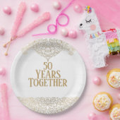 50-jähriges Goldene Spitzen auf weißem Papier Pappteller (Party)