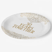 50-jähriges Goldene Spitzen auf weißem Papier Pappteller (Schrägansicht)