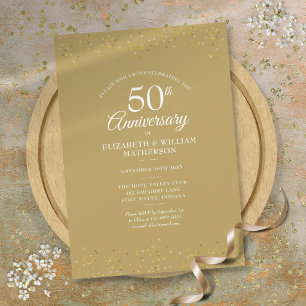 50-jähriges Hochzeitgoldstaub Confetti Einladung