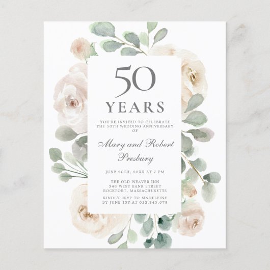 50-jähriges Jubiläum des Haushalts Einladung von W (Vorderseite)