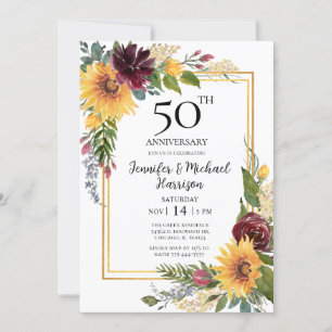 50-jähriges Jubiläum Einladung Sunflowers