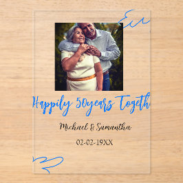 50-jähriges Jubiläum mit Namen für blaues Foto Acryleinladungen