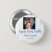 50-jähriges Jubiläum mit Namen für blaues Foto Button (Vorne & Hinten)