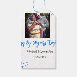 50-jähriges Jubiläum mit Namen für blaues Foto Geschenkanhänger