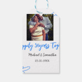 50-jähriges Jubiläum mit Namen für blaues Foto Geschenkanhänger (Rückseite)