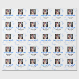 50-jähriges Jubiläum mit Namen für blaues Foto Geschenkpapier