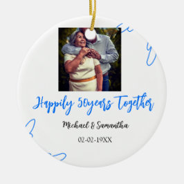 50-jähriges Jubiläum mit Namen für blaues Foto Keramik Ornament