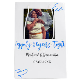 50-jähriges Jubiläum mit Namen für blaues Foto Mittlere Geschenktüte