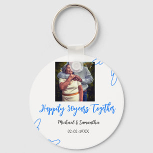 50-jähriges Jubiläum mit Namen für blaues Foto Schlüsselanhänger