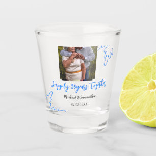 50-jähriges Jubiläum mit Namen für blaues Foto Schnapsglas