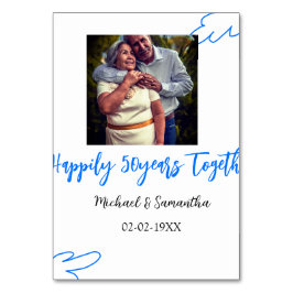 50-jähriges Jubiläum mit Namen für blaues Foto Tischnummer