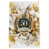 50-jähriges Jubiläum von White and Gold Floral Mittlere Geschenktüte (Rückseite)