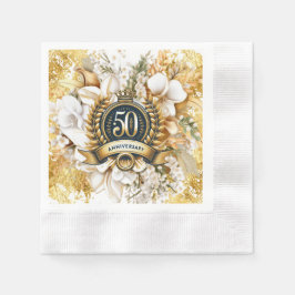 50-jähriges Jubiläum von White and Gold Floral Serviette