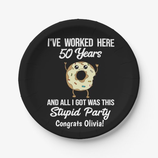 50-jähriges Party für die Anerkennung von Arbeitsj Pappteller (Vorderseite)