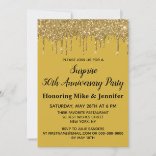 50-jähriges Überraschungs-Party Gold Black 50 Einladung
