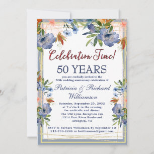 50. (Jedes Jahr) Chic Florale Hochzeitsjubiläum  Einladung