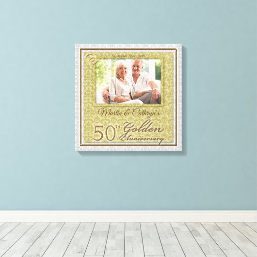 50. Jubiläum 16x16 Personalisiertes Foto Leinwanddruck (Insitu (Holzboden))