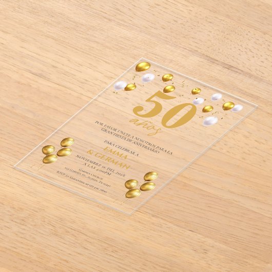 50. Jubiläum Akryllische Einladung in Spanisch (Ablage )