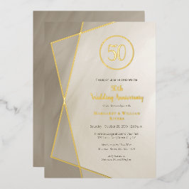 50. Jubiläum antikes Grau mit Gold Folieneinladung