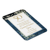 50. Jubiläum Blaues Rustikales Holz Save the Date Magnet (Rechte Seite)