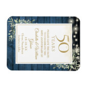 50. Jubiläum Blaues Rustikales Holz Save the Date Magnet (Horizontal)