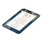 50. Jubiläum Blaues Rustikales Holz Save the Date Magnet (Linke Seite)