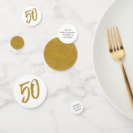 50. Jubiläum Brauch aus Weiß und Gold Konfetti (Gruppe)