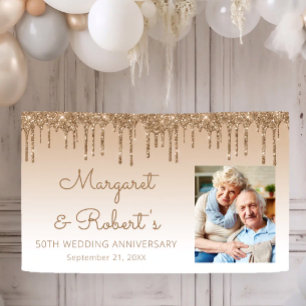 50. Jubiläum Custom Foto Gold Glitter Drip Banner